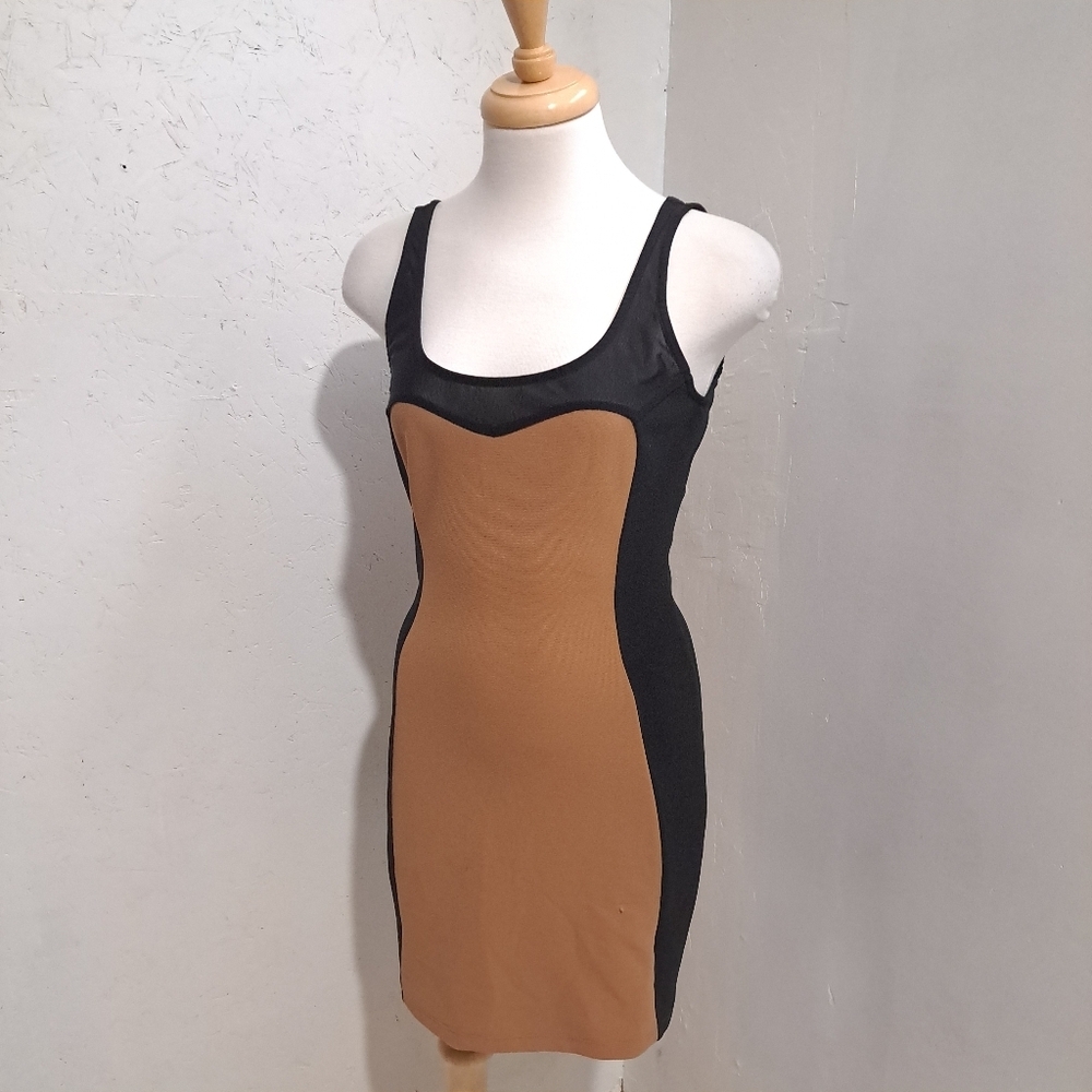 Forever 21 | Tan & black block color womens mini dress